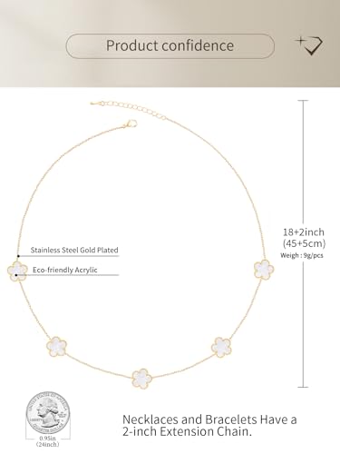 14K Gold Plated Four Leaf Clover Pendant Dot Necklace for Women Lucky Flower Jewelry3