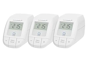 Homematic IP 3er Set Smart Home Heizkörperthermostat – Basic, digitaler Thermostat Heizung, Steuerung per App, Alexa, Google Assistant, einfache Installation, Energie sparen, 156541A0
