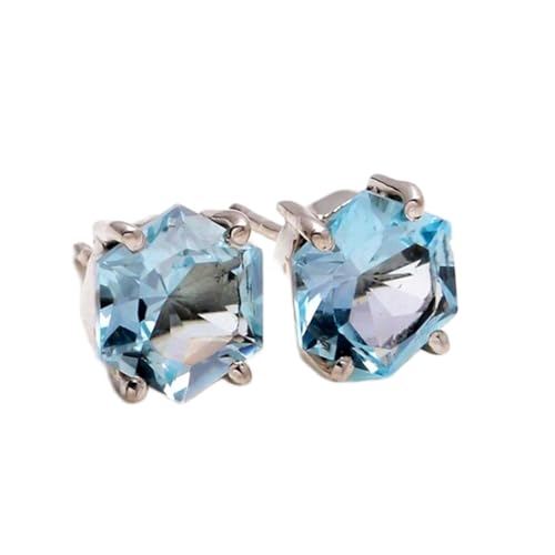 Puces d'oreilles en topaze bleu ciel naturelle, le cadeau idéal pour femme
