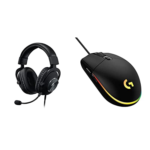 Logitech G Pro X Auriculares Gaming con Cable y Micrófono con Blue Vo!CE, DTS Headphone:X 7.1 & 203 LIGHTSYNC Ratón USB Gaming con Iluminación RGB Personalizable, 6 Botones Programables