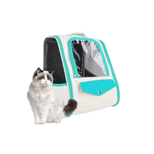 BOSERMEN Pet Backpack, Pet Backpack for Small Dogs and Cats, Fully Ventilated Mesh Dog Backpack, Portable Cat Backpack for Travel, Hiking, Outdoor Use(Green)