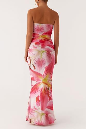 Image of Cut Out Maxi Tube Dresses for Women Sexy Y2k Strapless Backless Bodycon Long Dress Summer Sleeveless Hollow Sundress