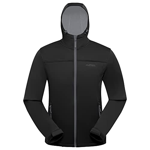 Atlaslava Men's Fleece Lined Softshell Jackets Contrast Color Water Resistant Windbreaker Winter Snow Coat Hooded #TOP8