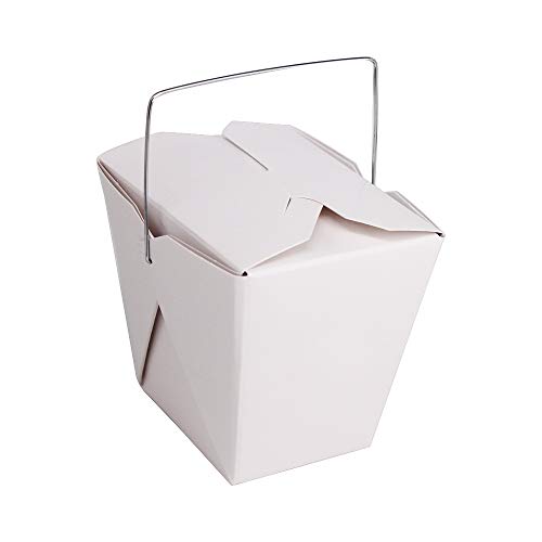 50 Pack (16 Oz 1 Pint) Chinese Take Out Food Boxes With Metal Wire Handle & 4 Pack(64 Pcs) Labels, Paper Take Out Food Containers For Hot Or Cold Food By Zmybcpack #TOP1