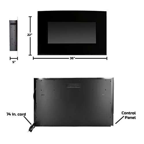 Northwest Wall-Mounted Electric Fireplace – 10-Color Led Flames With Remote, Adjustable Brightness And Heat, 36", Black #TOP5