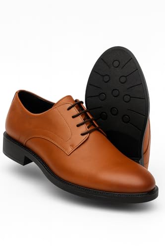 حذاء ديربي كلاسيكي من الجلد للرجال برباط للعمل، حذاء رسمي هافان، مقاس 41 EU