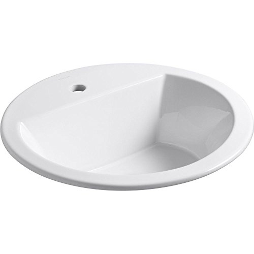 KOHLER K-2714-1-0 Bryant Round Self-Rimming Bathroom Sink with Single-Hole Faucet Drilling, White