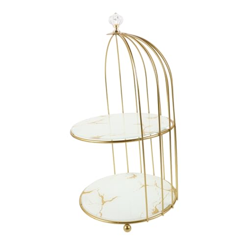 FUNOMOCYA Birdcage Cake Stand Round Cupcake Holder Pies Serving Plate Gold Cake Stand Tiered Platter Dessert Tower Serving Tray Fruit Plate Cupcake Display Stand Wedding Cupcake Stand Glass