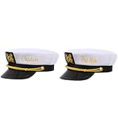 Erying Captain & First Mate Hat Set for Women Men Nautical Navy Sailor Skipper Matching Hat Boati...