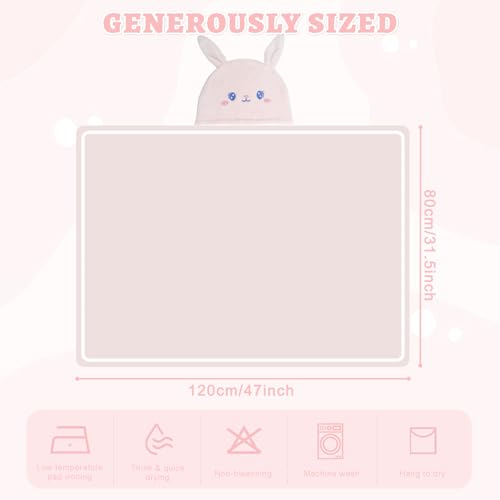 Image of Cute Animal Hooded Baby Towel Soft Coral Fleece Baby Towels with Hood Toddler Bath Towel Large 27 x 55 Inch Ultra Absorbent Hooded Bath Towels for Babies Baby Bath Towel（Pink