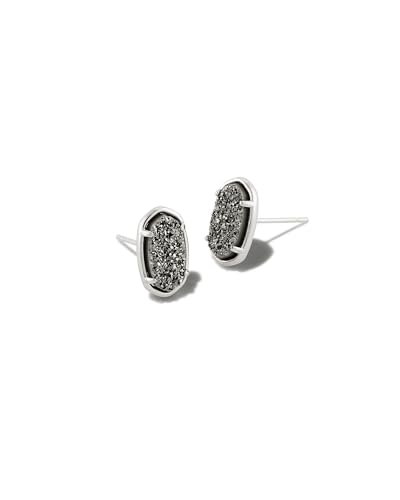 Kendra Scott Grayson Stone Stud Earrings in Platinum Drusy Rhodium-Plated Brass Fashion Jewelry for Women