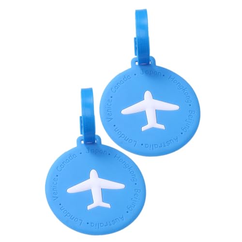 TEHAUX Étiquettes à Bagages Porte-carte D'identité en Silicone Bleu Lot de 2 Motifs D'avions et Localiser Facilement Vos Bagages pour Valises et Sac à Dos, Voyage et Localiser Facilement Vos Bagages