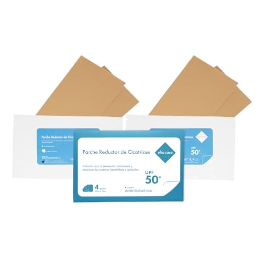 Parches para Cicatrices con Ácido Hialurónico elix·care [4 Apósitos Grandes y Recortables 20x10 cm] - Cicatrices y queloides de cirugía: Cesárea, Estéticas, Pecho 6 meses de tratamiento