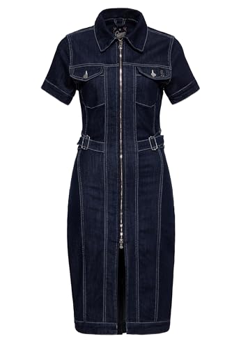 Queen Kerosin Damen Denim Etuikleid · Jeanskleid · Bleistiftkleid · Pencil Dress · Workwear · 50s · Rockabella · Pinup Mode · Worker Style ·...