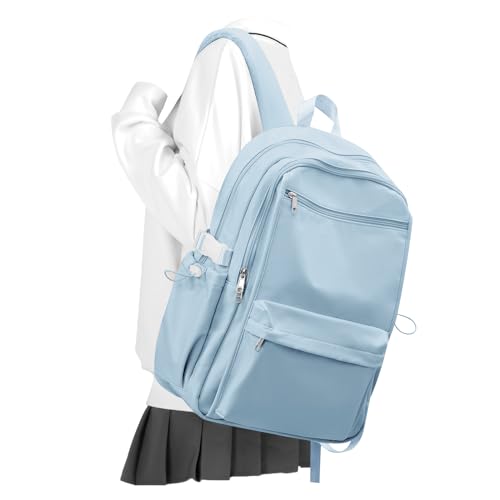 WEPOET Mochila escolar simples para mulheres, mochila universitária leve, bolsa escolar para adolescentes, meninos, meninas, A3 - azul, Medium, Minimalista