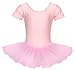 Produktbild tanzmuster ® Ballettkleid Mädchen Kurzarm - Alina - (Größe 92-170) Tutu aus glänzendem Lycra Ballett Trikot Ballettbody in rosa, Größe 128/134
