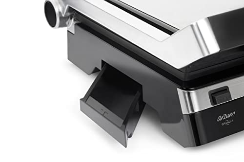 Arzum Panini Press, Sandwich Maker, Electric Indoor Grill, Stainless Steel Top Surface, Non-Stick Die-Cast Aluminium Plates, Upright Storage, Opens 180 Degrees, 6 Slices, 1500W, Large (Ar2023-Ul) #TOP2