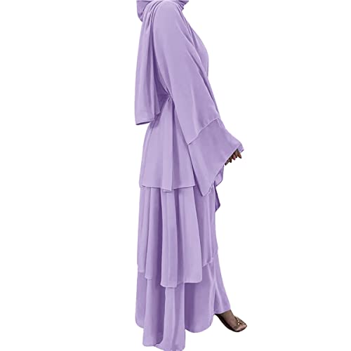 Muslim Abaya Dress for Women - Long Sleeve Islamic Dubai Abaya Cardigan Robe - Middle East Prayer Dress with Hijab