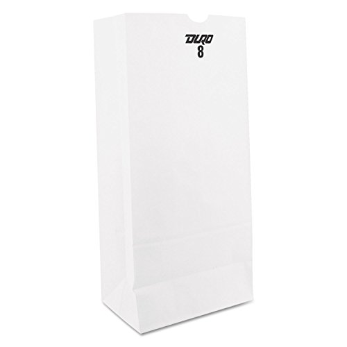 General GW8500 #8 Paper Grocery Bag, 35lb White, Standard 6 1/8 x 4 1/6 x 12 7/16, 500 bags