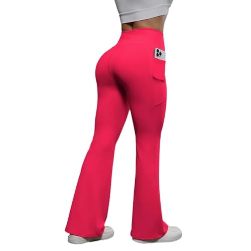 ZFLM Women’s Workout High Waist Yoga Flare Leggings with Pockets Gym Running