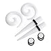 Memsion Ear Stretching Kit Gauges for Ears 54 Pieces 14G-00G Ear Gauges Expander Set Acrylic Ear Spiral Tapers and Plugs Body Earring Piercing Kits White