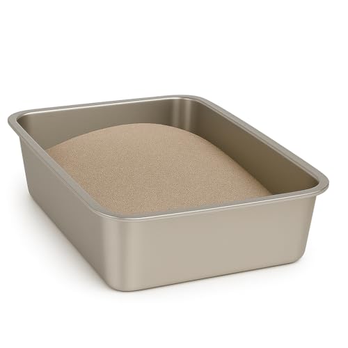 Arenero Gato Acero Inoxidable – Bandeja Higiénica para Gatos Antideslizante, Antiadherente e Inodora - 4 Tamaños - Caja Arenero Gato - Bandeja Sanitaria Fácil de Limpiar - Grande