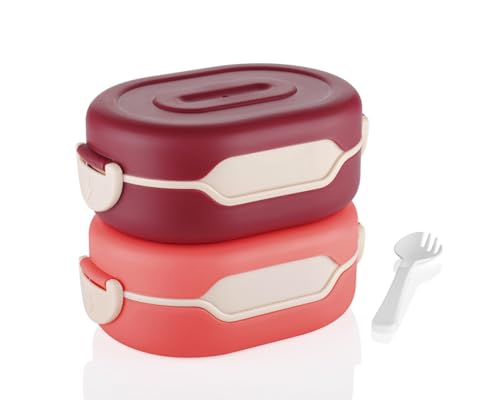Image of TASTIC Kids Mini Flex Lunch Box | Insulated Lunch Box - Leakproof, Durable, Large Capacity Lunch Box for Adults and Kids | Stylish and Easy to Clean | Multicolor (Pack of 2)