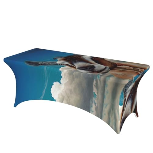 Nappe de table pour banquet extensible imprimé chèvre lavable sans repassage