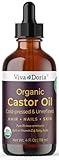 Viva Doria Organic Castor Oil, 4 Fl Oz | Virgin, Cold Pressed, Hexane-Free, Vegan | Nourishing Hair & Skin Care | Eyelash & Brow Serum | Glass Bottle with Dropper Top