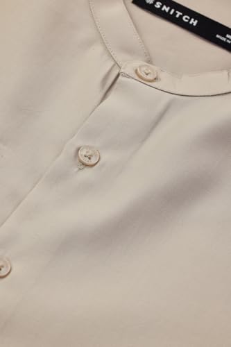 Image of SNITCH Men Casual Shirt | Oversized Fit Full Sleeve Mandarin Collar Solid Design | Modal Blend & Breathable Fabric for Everyday Wear & Semi-Formal Occasions