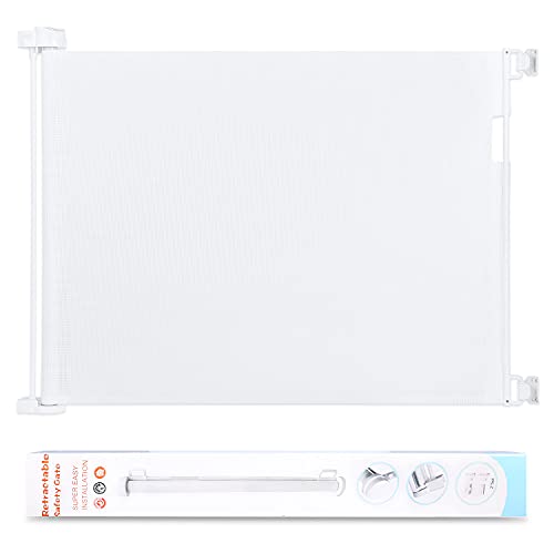 Mesh Retractable Gates for Babies and Pets, PRObebi Safety Baby Gate for Indoor/Outdoor/Stairs/Doorways/Deck/Banisters (130cm/52 inch)