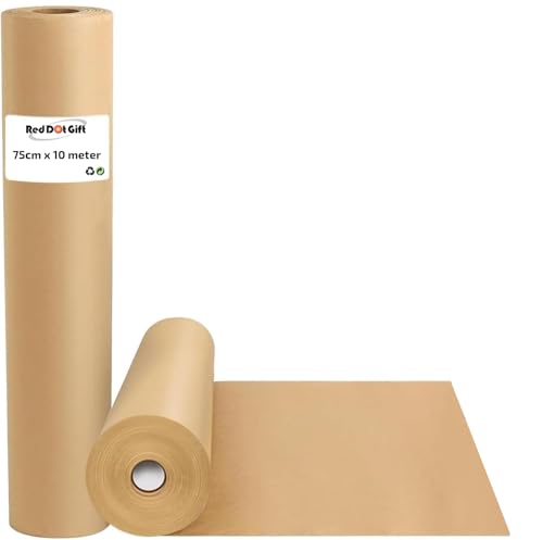 Red Dot Gift 1 Roll Kraft Wrapping Paper Roll (75cm*10meter) Biodegradable Recycled Material Natural Wrapping Paper (Kraft 75cm x 10 m)