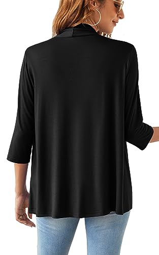 Women's Casual 3/4 Sleeve Cardigan Tie Front Lightweight Soft Open Front Cardigans4