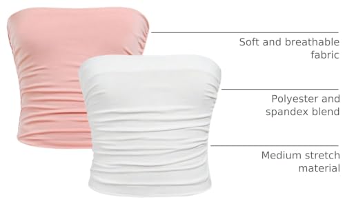 Image of Milumia Girl's 2 Pack Tube Top Ruched Strapless Sleeveless Bandeau Tops