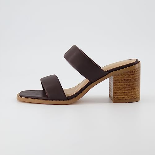 CUSHIONAIRE Women's Clever two band block heel sandal +Memory Foam, Wide Widths Available2