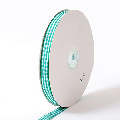 45,7 m langes Gingham-Band, 10 mm breit, kariertes Band für Kuchen, Geschenkverpackungen, Hochzeitsdekoration, Haarschleife (grün) thumbnail