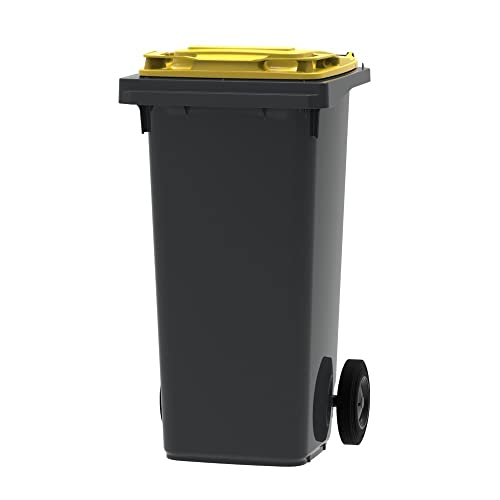 ESE Poubelle Conteneur à déchets 120L + Couvercle jaune