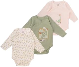 ملابس داخلية للأطفال البيبي والرضع طراز 6305 بتصميم كيمونو مطبوع بأكمام قصيرة للجنسين من جونيور، عبوة من 3 قطع