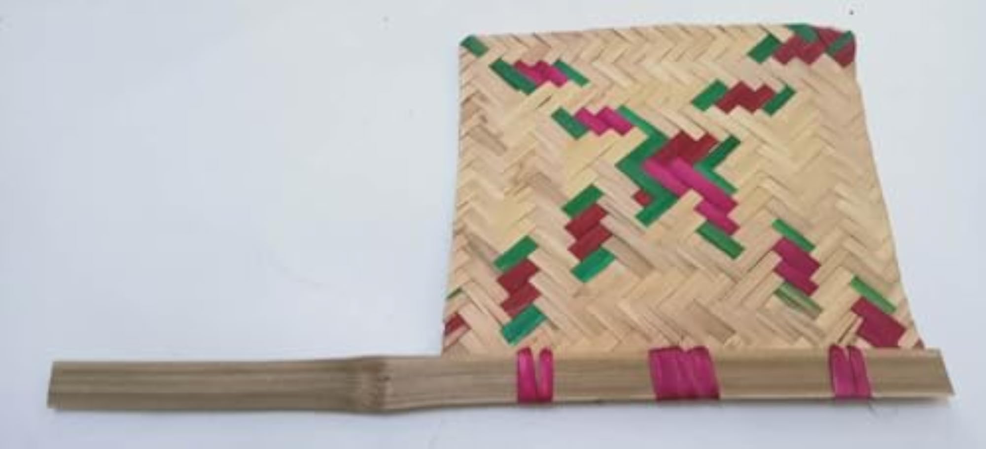 Hand Crafted Natural Woven Bamboo Hand Fan, Square Type