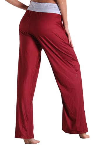 Image of Women Pajama Pants Comfy Lounge Wide Leg Casual Stretch Palazzo Drawstring Pj Bottoms Pants S-3XL