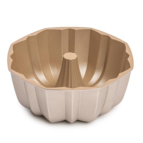 Miniatura 11 de Erreke Molde Bizcocho Horno, Molde Tarta, Doble Capa Antiadherente, Aluminio Fundido Resistente, Savarín Cocción Uniforme, Repostería, Color Oro Rosa, 24cm, 2 Litros, Flow