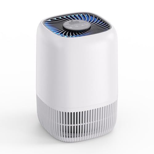Air Purifiers for Home Bedroom, 1076 sqft, H13 True HEPA Air Purifier Filter with Fragrance Sponge Night Light Vital Breeze Timer 22dB, for Dust Pollen Smoke Odors, Small Room, Office, Desktop, White
