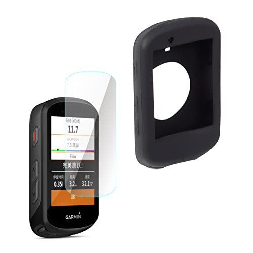 CNCLOL Funda Silicona Compatible con Garmin Edge 530/830/520/1030/820/800/130 Protectora Silicona Edge，Protector Pantalla Compatible con Garmin Edge 530/830/1030/1000/820 Cristal Templado Edge.