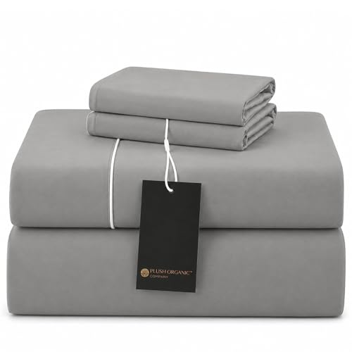 Image of King Luxury 4 Piece Bedsheet Set, Silver Gray with White Piping, Cooling Resort Bedding, Ultra Soft, Viscose derived from Bamboo, Organically Grown,300 Thread Count