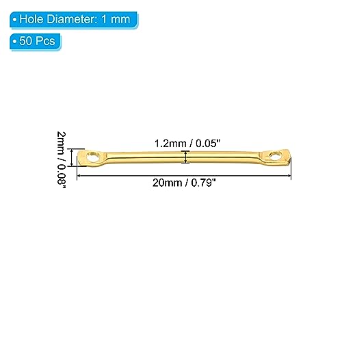 PATIKIL Brass Bar Links for Jewelry Making 50 Pcs 20mm/0.79" Stick Strip Earring Connectors 2 Hole for Earring Necklace Bracelet DIY Golden - Image 2