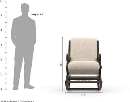 Image of Teak Wood Rocker Modern and Ergonomic Relaxing Arm Rest Chair (Cream D)