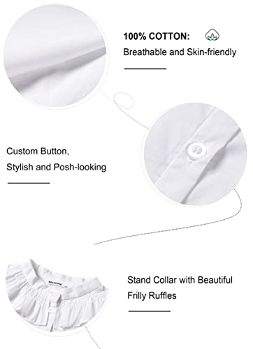 Image of SOLOCOTE Girls White Blouse Ruffle Long Sleeve Button Down Shirts Princess Cotton Loose Soft Tops Spring and Summer, SLN9011 13-14 White