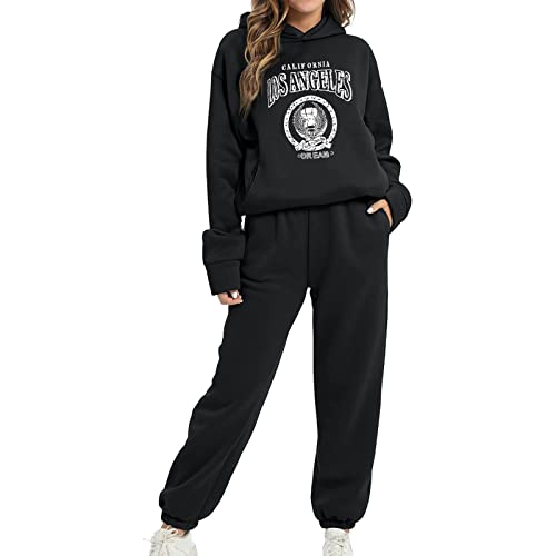 Ensemble deux pièces d'automne pour femmes avec sweat à capuche coupe ample XXL pour sport décontracté