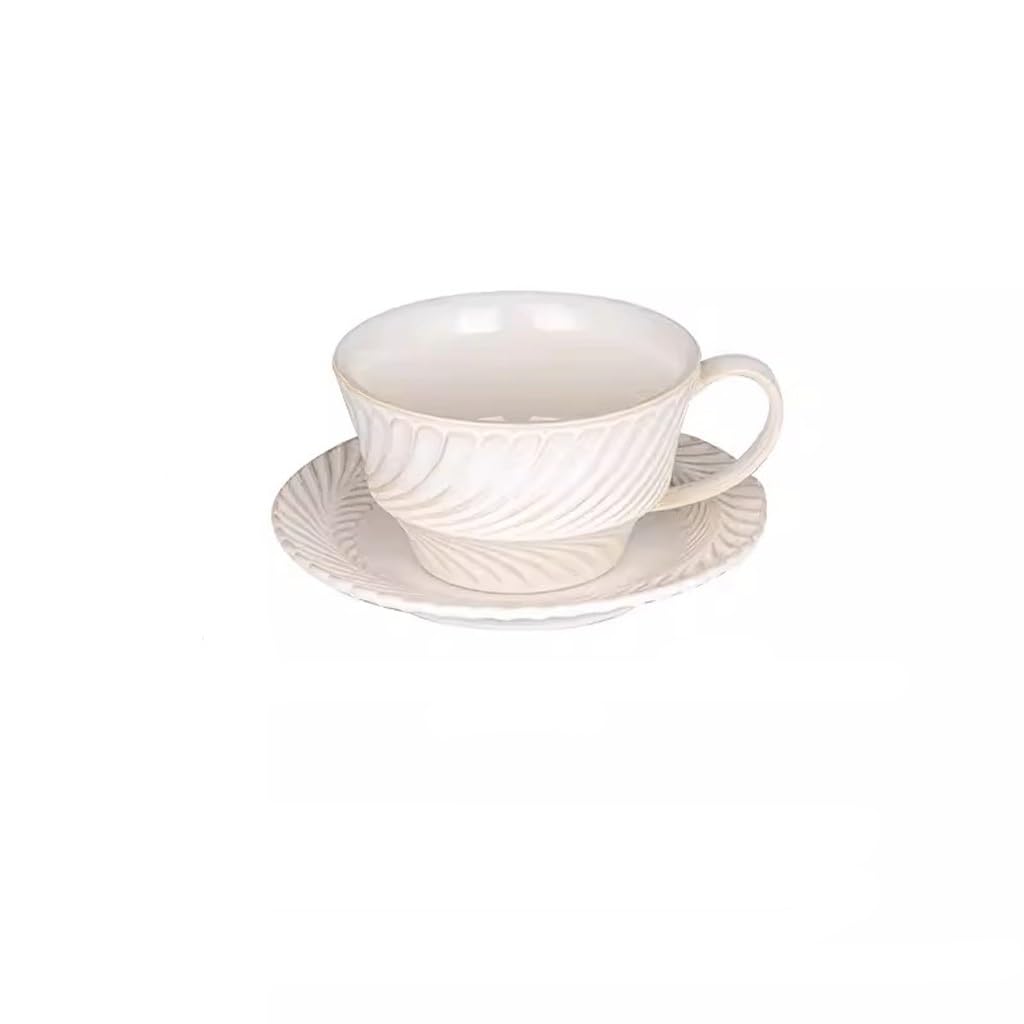 MAWERDCXG Breakfast Latte Coffee Cup Retro Coffee Cup and Saucer Set Household Medieval Latte Ceramic Afternoon Tea Tableware Milk