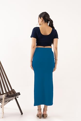 Image of DESI GIRL Cotton Lycra Stretchable Saree Shapewear Petticoat with Drawstring for Women | Fishcut Saree Petticoat with Side Slit for Easy Movement | Saree Shaper | Long inskirt